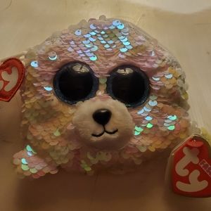 Ty beanie baby seal icy glitter reversible pouch